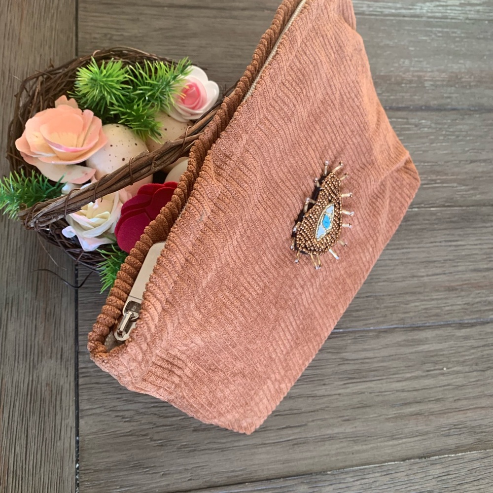 Corduroy Cosmetic Pouch with Eye Patch 
9”x 7 1/2” 6 available specify color - Picture 10 of 13
